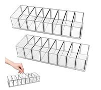 VMUTGA 2 pezzi Organizzatore Trasparente in Trucco Acrilico, 8 Rimovibile Compartment Organizer per Cassetti per Scrivania Camera da letto Bagno Vanity
