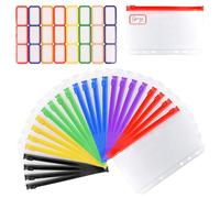 VMUTGA 24 Pezzi Tasche A6, 6 Fori Raccoglitore Trasparente Impermeabile con Cerniera, Borsa in Plastica per Carte, Fattura, Casa, Ufficio, Scuola