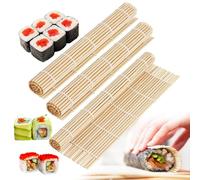 VMUTGA 3 Pezzi Stuoia per Sushi, 24 x 24 cm Tappetino per Sushi Bamboo, Lavabile e Riutilizzabile Strumenti per Sushi, per Casa, Ristorante, Cucina, Feste, Principianti, Professionisti