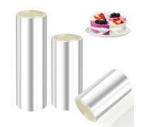 VMUTGA 3 Rotoli Torta Collare, 8cm/10cm/15cm Acetato per Pasticceria Riutilizzabile Acetato Trasparente Colletto per Torta Pellicola per Bordi per Torte Decorazione di Mousse Cioccolato Dessert