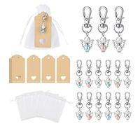 VMUTGA 30 Pezzi Angioletti Bomboniere Portachiavi, Sacchetto in Carta Kraft, Organza, DIY Ciondoli Matrimonio per Battesimo, Bomboniera Cresima Regalo di Comunione