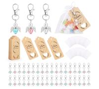 VMUTGA 36 Pezzi Angioletti Bomboniere Portachiavi, Sacchetto in Carta Kraft, Organza, DIY Ciondoli Matrimonio per Battesimo, Bomboniera Cresima Regalo di Comunione