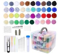 VMUTGA 40 Colori Lana Feltro, 72 Pezzi Kit Feltro di Lana Kit Lana Cardata con Strumenti in Feltro e Ago Starter Kit di Feltro per Principianti Infeltrimento di Lana Lavoretti Creativi Fai Da Te
