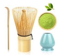 VMUTGA Frusta in Bambù Naturale Chasen Tradizionale, MA-01 Accessorio per Cerimonia del Matcha Giapponese, Portafrusta, 100 bastoncini Matcha, Set Accessori Cerimonia Tè Matcha