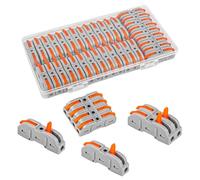 VMUTGA Morsetto con funzione lever, 35 Pezzi Terminali a Collegamento Rapido 1 Filo 2 Entrate, Connettori Elettrici Rapidi per Cavi Combinabili Liberamente