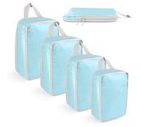 VMUTGA Organizer Valigia, Compression Packing Cubes, Organizer per Valigie Espandibile Salvaspazio per Zaini o Bagagli a Mano, 4 pezzi Blu Pallido