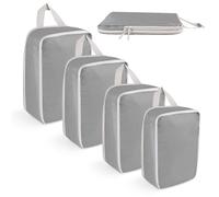 VMUTGA Organizer Valigia, Compression Packing Cubes, Organizer per Valigie Espandibile Salvaspazio per Zaini o Bagagli a Mano, 4 pezzi Grigio