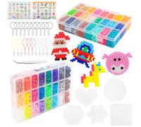 VMUTGA Perline da Stirare Set, 8200 Pezzi 5mm Perline a Fusione, 48 Colori, con Pegboard, Carta Stiro, cordino, Pinzette, Set Di Giochi Creativi DIY