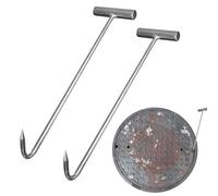 Vmxlso 2 Pezzi Ganci per Tombino a T, 30cm Gancio in Acciaio Inox, Sollevamento Ganci per Appendere, Gancio per Coperchio di Scarico, Gancio per Chiusino, Portatile Sollevatore per Coperchio