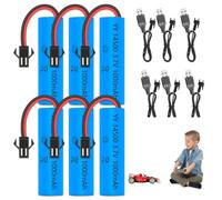 Vmxlso 6 Pezzi 14500 Batteria Agli Ioni 3.7v, 1000mAh Batteria Litio 3.7V, Batteria Ricaricabile 14500 con 6 Caricatori USB SM-2P Plug, per Auto RC, Carri Armati, Passeggini, Barche, Robot
