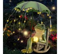 Vmxlso Rana Solare Decorazione Giardino, Ornamenti Da Giardino a Forma Di Rana con Luce Ombrello, Rana Statua da Giardino, Figure a Forma Di Rana, Statue da Giardino per Patio, Prato, Casa, Cortile
