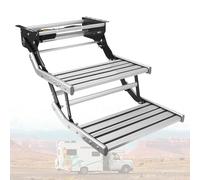 VNATWGOO Gradino Elettrico in Lega di Alluminio, per Roulotte, Camper, Scale Retrattili Singole/Doppie, con Sensore Porta E Illuminazione A LED,DoubleLayer