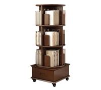 VNCdfhETs Scaffale Porta Libreria Libreria A 3 Ripiani Con Cassetto E Ruote Girevole A 360° In Legno Scaffale Per Soggiorno Ufficio Per Libri(Walnut)