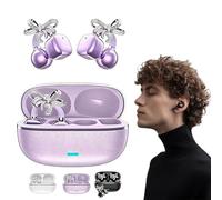 VNDGEOUH 2026 Nuove cuffie auricolari aperte con clip, auricolari Bluetooth wireless con cancellazione del rumore Ai, decorazioni con strass e resistenti all'acqua, oltre 144 lingue(Purple,Regular)