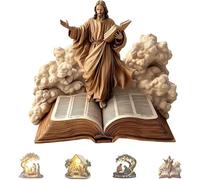 VNDGEOUH Decorazione da tavolo for neonato con scena natalizia piatta, sottile ornamento natalizio da tavolo for ufficio domestico,for mensole da ufficio natalizie cristiane(Colored-f)