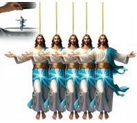 VNDGEOUH Decorazione Natalizia da Appendere all'auto con Gesù retrò 2D, Ornamento in Specchio Piatto in Acrilico, Accessori Religiosi for la casa di Natale, Ornamento Religioso di Gesù(5pcs)