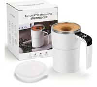 VNDGEOUH Tazza automatica automescolante SpinBrew Mug con coperchio, tazza ricaricabile automescolante, tazza da caffè magnetica for caffè, latte e altre bevande(White)