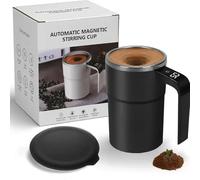 VNDGEOUH Tazza da caffè magnetica automatica SpinBrew Mug da 380 ml, tazza elettrica for mescolare caffè, latte e altre bevande a 7000 giri/min.(Black)