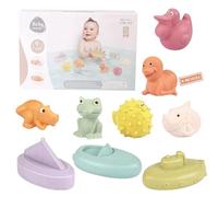 Vndnsy Giocattoli da bagno per bambini 9 pezzi Giocattoli da bagno per bambini anti-muffa Giocattoli da bagno senza fori 6-18 mesi Regalo di compleanno per neonati