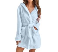 VNDUIFH Accappatoi Corti da Donna, Accappatoi Corti e Comodi in Peluche da Donna, Accappatoio Spa Corto con Cappuccio da Donna (5XL,A)