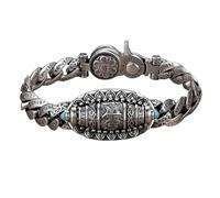 VNDUIFH Braccialetto portafortuna Mantra a sei caratteri in argento tibetano, bracciale girevole con perline Dzi a nove occhi e Mantra a sei caratteri (Grande,Contemporaneo)