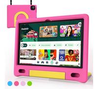 VNEIMQN Tablet per bambini da 10,1", Android 14, 64 Gb, Cpu a otto core, Wifi, Batteria Grande, Contenuti Bambini, Controllo Parentale, Schermo HD Per Bambini Da 3 A 12 Anni Bluetooth, Custodia Rosa