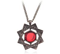 VNEWSCHI Game The Elder Scrolls 3 Skyrim Collane Amuleto di Mara Arkay Morrowind Collana lunga Dark Brotherhood ''Sun Knight'' Ciondolo di cristallo rosso Collana in metallo Regalo gioielli Cosplay
