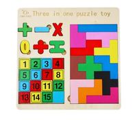 VNHATY Building puzzle in legno 3 in uno Building Digital Tetris Aggiunta, Sottrazione, moltiplicazione e divisione Coordinamento per gli occhi della formazione per l'istruzione precoce per bambini
