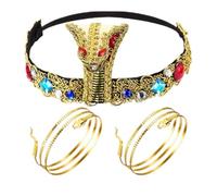 VNHATY Set di 3 copricapi Cleopatra accessori per costumi egiziani copricapo egiziano bracciale a spirale con serpente braccialetto a serpente costume di Halloween decorazione retrò per feste