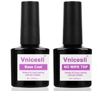 Vnicesli Base e Top Coat Gel UV, base e top coat per unghie No Wipe Top Coat Gel Extra Shine Base Coat Long Lasting Shellac Smalto 2 x 8 ml