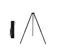 VNLCPX Treppiede con Grill, Barbecue con Treppiedi con Catenella, Altezza Regolabile, Barbecue a Tre Gambe per Esterni Barbecue e Campeggio, Nero