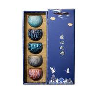 Vnmcry Tazza di Tè in Porcellana Jianzhan Smalto a Trasformazione Cinque Colori Trasformazione nel Forno Tazze Tradizionali Cinesi per Tè Kungfu Tazza di Ceramica Artigianale Singola