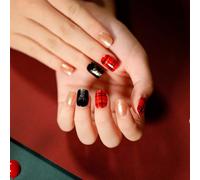 Vnmcry Unghie Adesive per Natale Corte Unghie Quadrata con Design + Colla Jelly per Feste e DIY (24 pezzi, Stile 1281)
