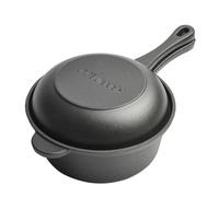Vnook Casseruola in ghisa Non Rivestita da 18 cm, pentola zuppa, pentola Antiaderente con Manico, Padella a Doppia Funzione, Ampia Applicazione, for Fuoco Aperto, fornello, Campeggio