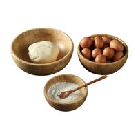 Vnook Ciotola in legno fermentazione dell'impasto, ciotola mescolare, insalata di verdure, più spessa e profonda, con cucchiaio, cucina, for la fermentazione dell'impasto e servire le insalate(13cm)