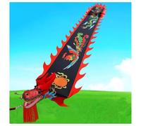 Vnook Dragon Poi con Testa 3D, Striscia Lunga Lavabile for Danza Quadrata, Danza del Drago, Danza del Nastro, Fitness, Danza del Drago in Seta Colorata for Anziani(Black,8m)