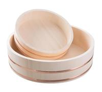 Vnook Hangiri Oke tradizionale giapponese, ciotola for riso da sushi in legno con fascette in rame, ciotola for mescolare il riso da sushi for ristorante, casa, cucina(36x10cm)