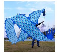 Vnook Nastro da Ballo Dragon Poi, Giocattolo da giocoliere con Squame, Aquilone colorato 3D in Seta, Poi Che Gira e Si agita, Giochi di Fitness all'aperto for Giardino/Parco/Spiaggia(Blue,10m)