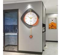Vnook Orologio da Parete Moderno con Movimento a Pendolo al Quarzo Silenzioso, Design Geometrico, Orologio da Parete Decorativo for Soggiorno e Ufficio(L)