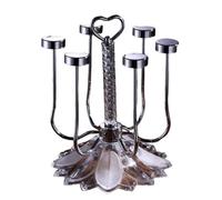 Vnook Portabicchieri con 6 ganci, supporto asciugare i bicchieri, scolapiatti capovolto, girevole a 360°, for riporre i mobili della cucina, il soggiorno o il piano di lavoro della casa(Silver)