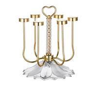 Vnook Portabicchieri con 6 ganci, supporto asciugare i bicchieri, scolapiatti capovolto, girevole a 360°, for riporre i mobili della cucina, il soggiorno o il piano di lavoro della casa(Gold)