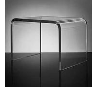 Vnook Tavolino in acrilico trasparente, tavolino trasparente a forma di U con bordi arrotondati, tavolino moderno ed elegante, comodino e sgabello, mobili for camera da letto o soggiorno(Clear)