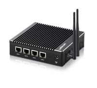VNOPN Fanless Firewall Appliance Intel J3710 4C/4T, Firewall Mini PC 4 x Intel i226 LAN Ports DDR3 mSATA SSD, Gateway di rete Soft Router, Supporto P-F-Sense AES NI HD/VGA/Wi-Fi (8G 128G)