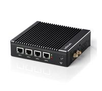 VNOPN Fanless Firewall Appliance Intel J3710 4C/4T, Firewall Mini PC 4 x Intel i226 LAN Ports DDR3 mSATA SSD, Gateway di rete Soft Router, Supporto P-F-Sense AES NI HD/VGA/Wi-Fi (8G 128G)
