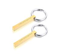 Vnox 2Pezzi Personalizzati Coppia Personalizzata BFF Fratelli Sorelle Famiglia Portachiavi Partner 4 Lati Nome 3D Cuboide Verticale Bar Portachiavi Accessori per Bagagli/Borsa,Incisione Gratuita