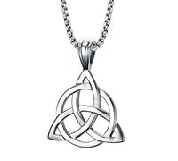 Vnox Acciaio inossidabile delle donne degli uomini 3 in 1 Triplo celtico nodo Valknot Trinity Argento pendente collana
