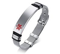 Vnox Acciaio Inossidabile Personalizzato Incisione Nome Ice Medical Alert ID Braccialetto Regolabile SOS Emergenza Personalizzato per Uomo Donna