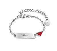 Vnox Bracciale Bambini Bambino Incisione Ragazza Braccialetti Personalizzati Figlia Personalizza Nome Bracciale Con Ciondolo Cuore Per Ragazzo Ragazza Regali Di Battesimo Del Bambino,12cm Argento