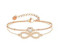 Vnox Bracciale da donna con simbolo dell'infinito in argento a cuore: bracciale da tennis da donna, regolabile per polsi da 14 a 20 cm, con zirconi, idea regalo per ragazze, mamma, amico, figlia