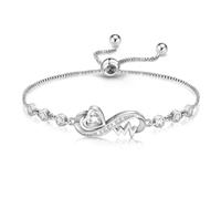 Vnox Bracciale Donna Infinity Regalo Donna: Bracciali da Donna Amore Infinito Argento Regolabile Regalo Donna Compleanno per Mamma Moglie Fidanzata